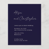 Papier Modern Navy Elegant Script Wedding Invitation (Devant)