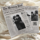 Papier Modern Newspaper Paper Photo Wedding Invitation