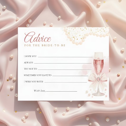 Papier Modern Pearls & Prosecco Bridal Shower Advice Card