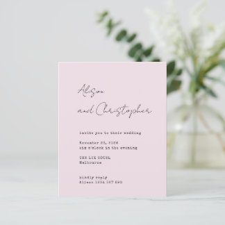 Papier Modern Pink Elegant Script Wedding Invitation