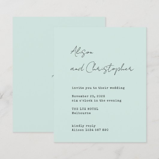 Papier Modern Sage Elegant Script Wedding Invitation (Devant / Derrière)