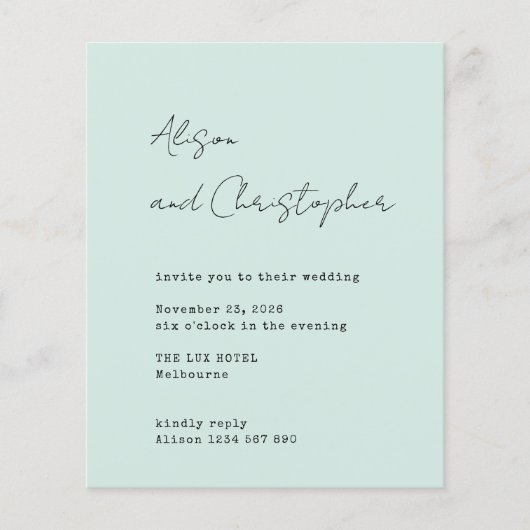 Papier Modern Sage Elegant Script Wedding Invitation (Devant)