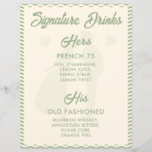 Papier Modern Sage Green Signature Drinks Wedding Sign (Dos)