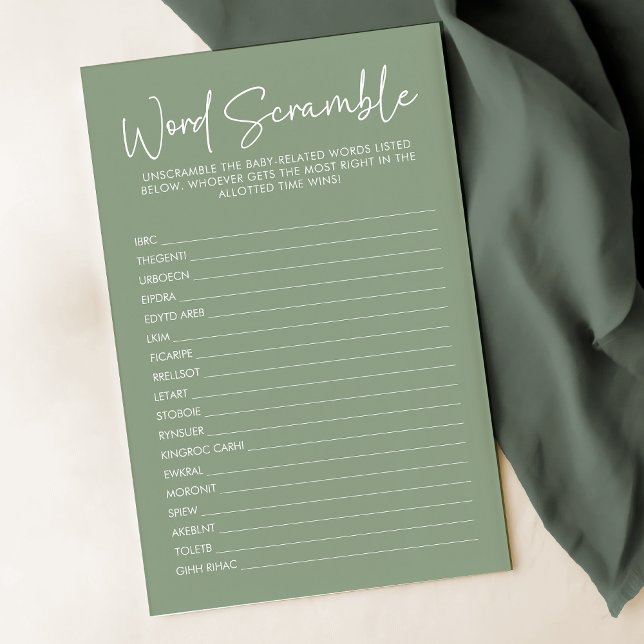 Papier Modern Sage Oh Baby Simple Word Scramble Jeu (Créateur téléchargé)