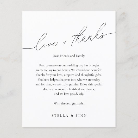 Papier Modern Script Love + Merci Mariage Place Card (Devant)
