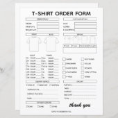 Papier Modern T-Shirt Order Form For Small Business (Devant / Derrière)