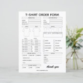 Papier Modern T-Shirt Order Form For Small Business (Debout devant)