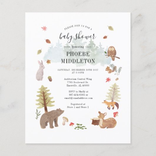 Papier Modern Woodland Animals Boy Baby Shower Invitation (Devant)