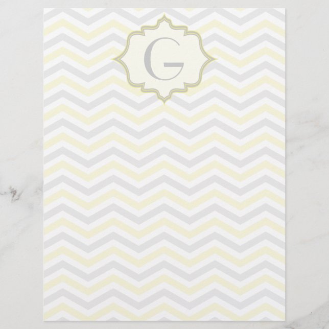 Papier Modern yellow, grey, ivory chevron pattern custom (Devant)