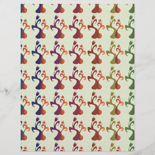 Papier Moderne Abstrait Multicolor Tulip Design floral (Devant)