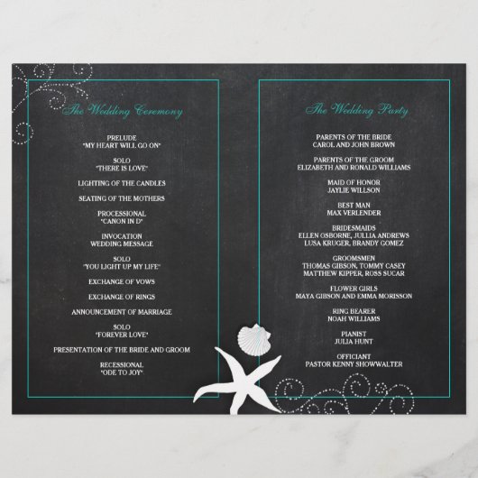 Papier Moderne Beach Mariage Célébration Bi Fold Programm (Dos)