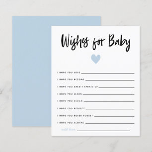 Papier Moderne Bleu Douche Coeur Voeux pour bébé