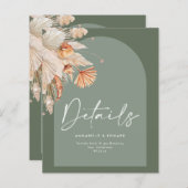 Papier Moderne Bohème Sage Green Pampas herbe Mariage (Devant / Derrière)