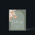 Papier Moderne Bohème Sage Green Pampas herbe Mariage<br><div class="desc">Pampas verte Sage vert moderne herbe élégante carte de détails mariage.</div>