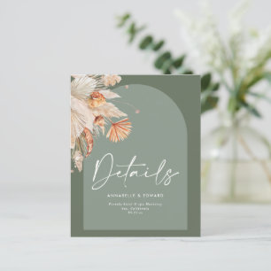 Papier Moderne Bohème Sage Green Pampas herbe Mariage