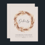 Papier Moderne boho grange pampas herbe détails mariage<br><div class="desc">Moderne bohème rustique grange naturelle pampas herbe élégante carte de détails mariage.</div>