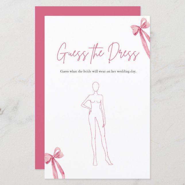 Papier Moderne Bow Rose Devinez La Fête des mariées Robe  (Devant / Derrière)