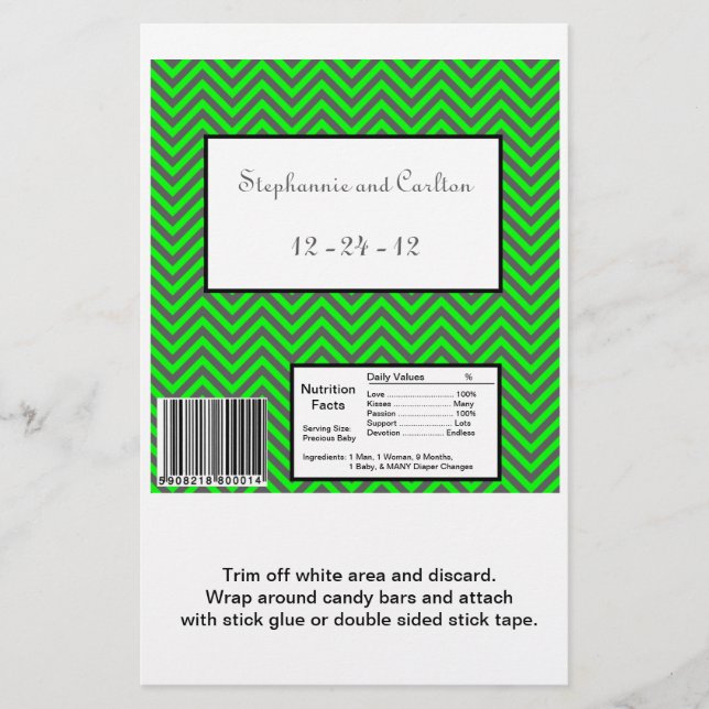 Papier Moderne Chevron Neon Vert / Gris Candy Wrapper (Devant)