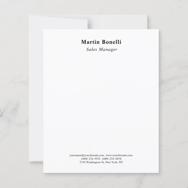 Papier Moderne Classique Professionnel Noir & Blanc (Devant)