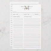 Papier Moderne de la cuisine de l'or Monogramme Recette (Devant / Derrière)