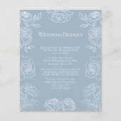 Papier Moderne Dusty Blue Français Rose Détails Mariages (Devant)