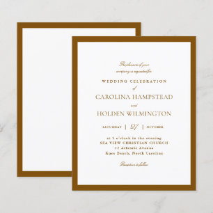 Papier Moderne Élégant Mariage Minimaliste Brun et Blanc