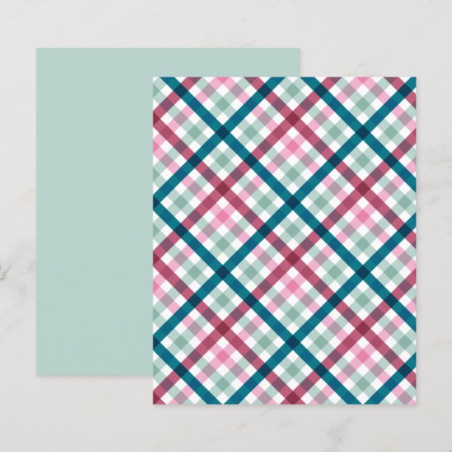 Papier Moderne En vichy Turquoise Magenta Rose Motif Scra (Devant / Derrière)