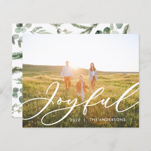 Papier Moderne feuillage minimal 1 script photo élégant (Devant / Derrière)