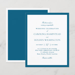 Papier Moderne Minimaliste Mariage Élégant Bleu Profond B