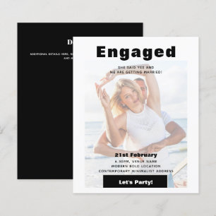 Papier Moderne Photo Overlay ENGAGEMENT Partie Faire-part