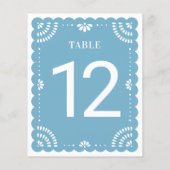 Papier moderne Picado Mariage Numéro de table, Ble (Dos)