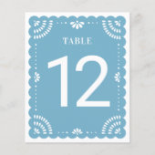 Papier moderne Picado Mariage Numéro de table, Ble (Devant)