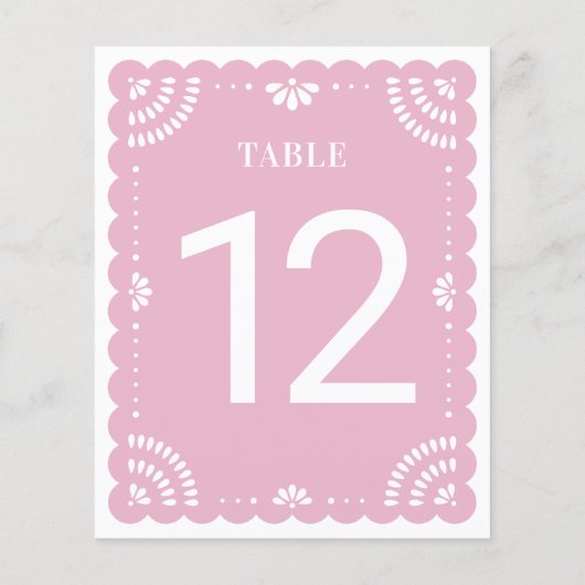 Papier moderne Picado Mariage Numéro de table, Lav (Dos)
