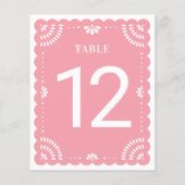 Papier moderne Picado Mariage Numéro de table, ros (Dos)