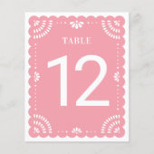 Papier moderne Picado Mariage Numéro de table, ros (Devant)