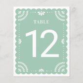 Papier moderne Picado Mariage Numéro de table, Sag (Dos)