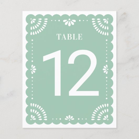 Papier moderne Picado Mariage Numéro de table, Sag (Dos)