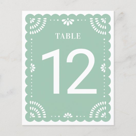 Papier moderne Picado Mariage Numéro de table, Sag (Devant)