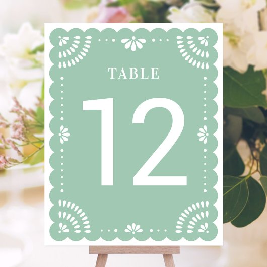 Papier moderne Picado Mariage Numéro de table, Sag