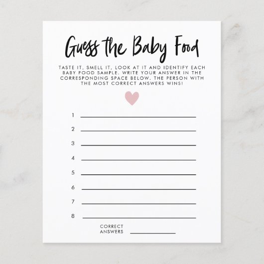 Papier Moderne Pink Heart Devine Le Jeu De Douche Aliment (Devant)