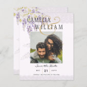 Papier Moderne Purple Wisteria PHOTO Mariage Enregistrer  (Devant / Derrière)