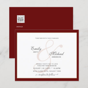 Papier Moderne Vintage Ampersand Typographie Mariage QR c