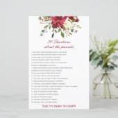 Papier Modifiable 20 Questions sur le Baby shower des par (Debout devant)
