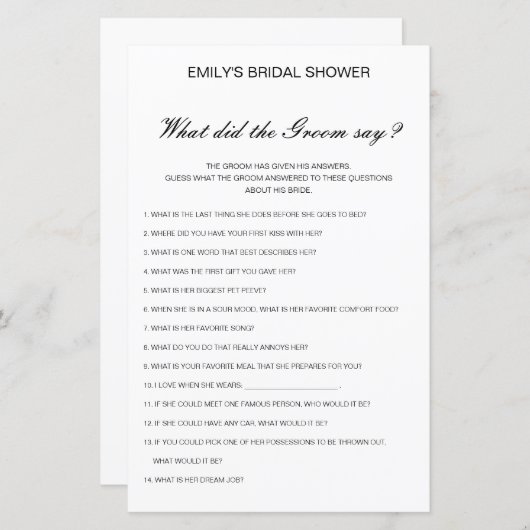 Papier Modifier ce que la chambre a dit (Devant / Derrière)