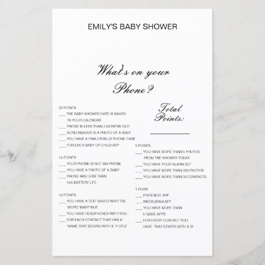 Papier Modifier ce qui est sur votre jeu de Baby shower d (Devant)