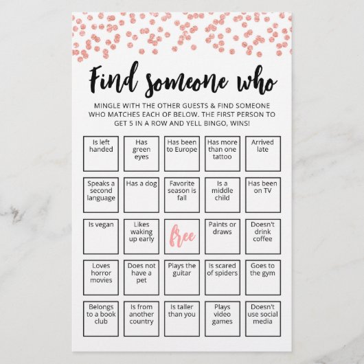 Papier Modifier Trouver Quelqu'Un Qui Joue Bingo jeu (Devant)