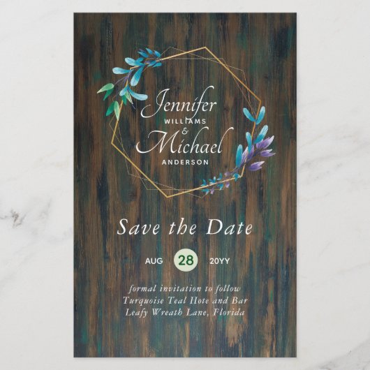 Papier MOINS CHER Enregistrer les dates Turquoise Blue Fl (Devant)