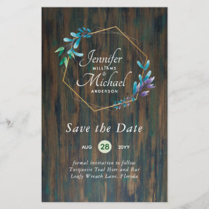 Papier MOINS CHER Enregistrer les dates Turquoise Blue Fl