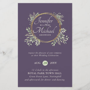 Papier MOINS CHER Faire-part de mariage Verdure Wreath BU