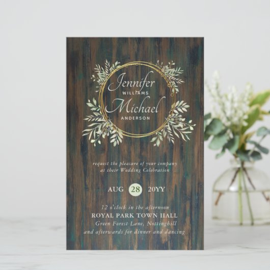 Papier MOINS CHER Faire-part de mariage Verdure Wreath BU (Debout devant)